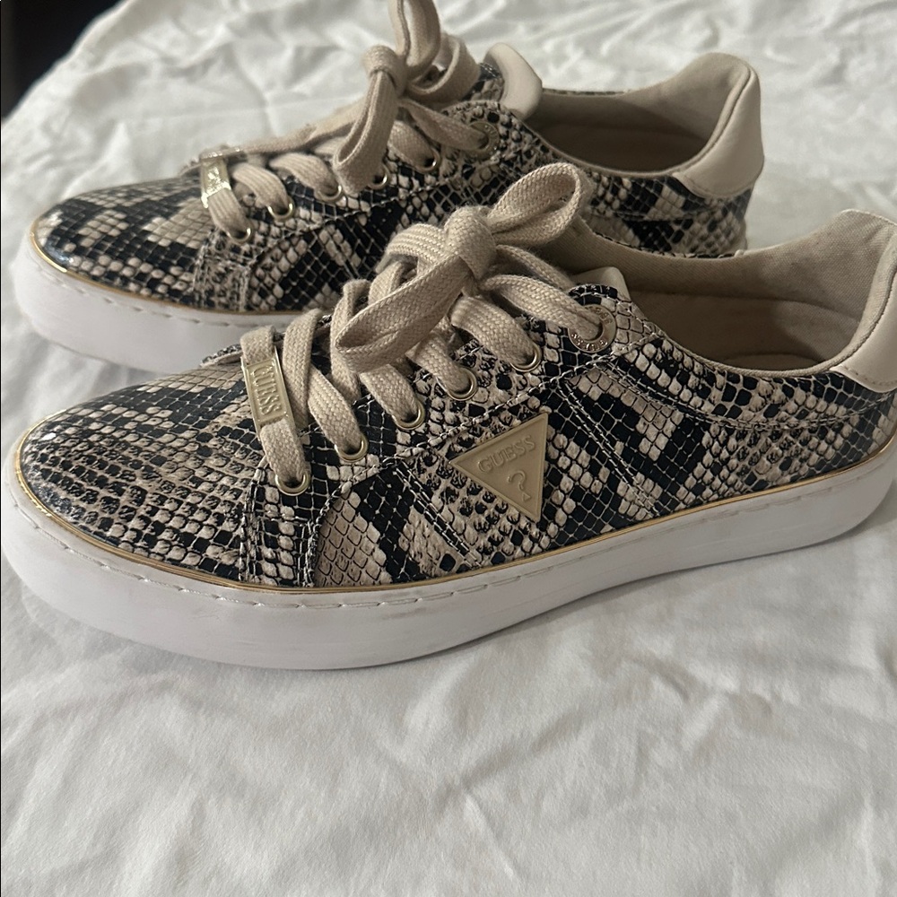 Guess Beige and Black snakeskin pattern women’s Sneakers